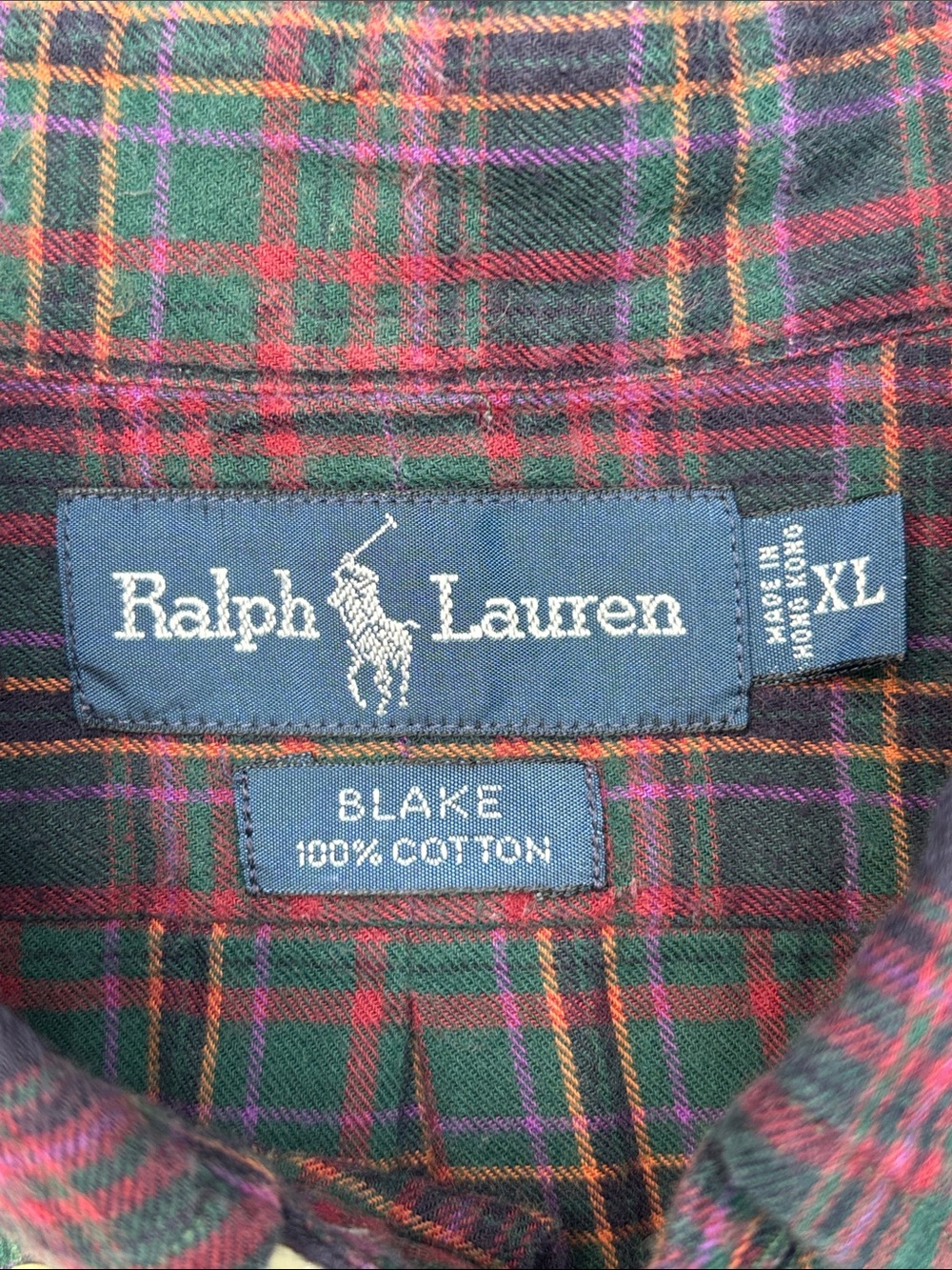 RALPH LAUREN | 90s Y2K Purple Plaid Blake Cotton Vintage Prep LS Shirt | Size XL - Picture 5 of 5